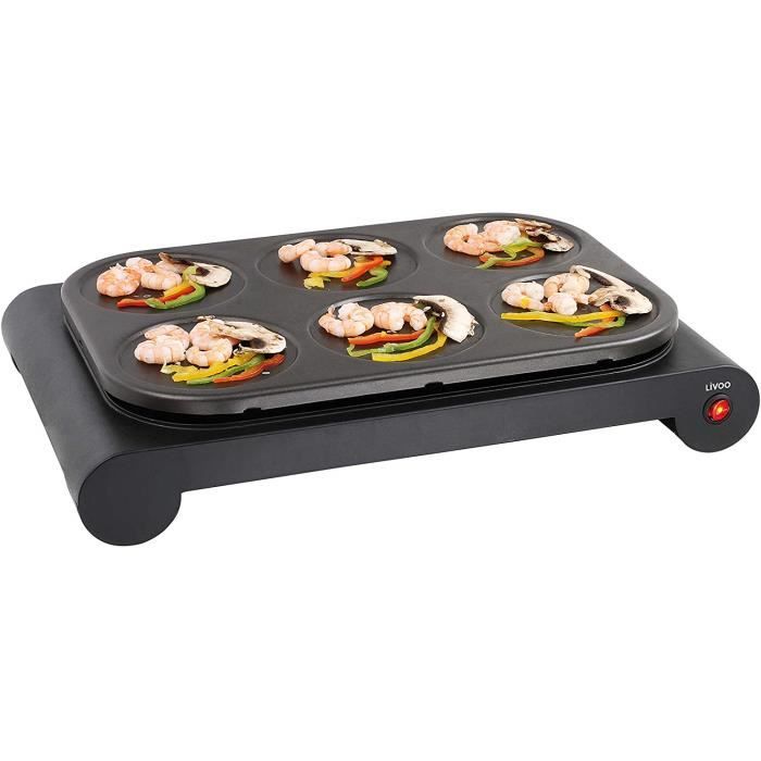 DOMOCLIP DOM200 Set 3 en 1 Mini Woks, Crêpière et grill | Wok party, crepes party, grill | Idéal pour 6 personnes | 1000 watts