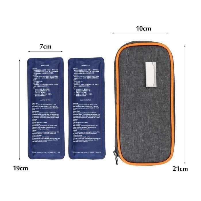 Médecine Insuline Glacière Sac 21x4.5x10cm + 2 packs de glace ORANGE Ve31833