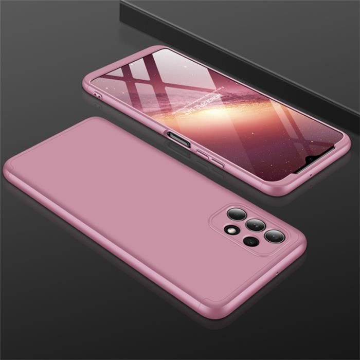Coque Samsung Galaxy A32 (5G), Integral Slim avec Film Verre Trempé 360 degrés 3-en-1 Rigide Coque Protection, Rose Or