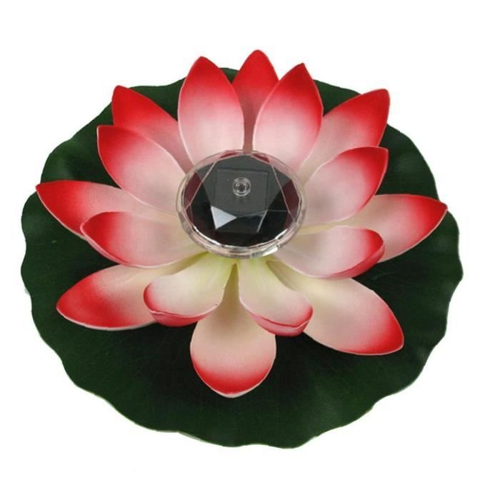 Lotus Pond Lumière artificielle Lotus LED Lampe solaire piscine Paysage Décoration étanche Lumière de fleur de lumière chaude rouge