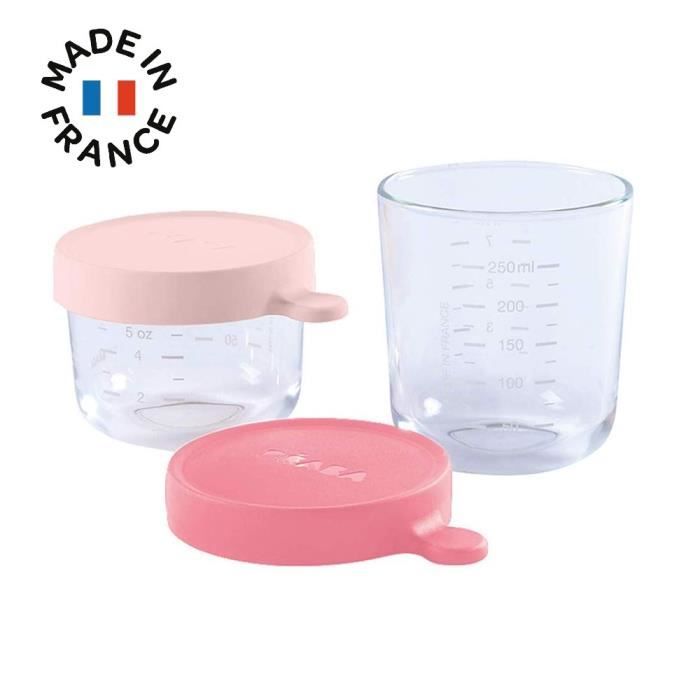 BEABA Lot de 2 portions verre 150ml et 250ml - Pink