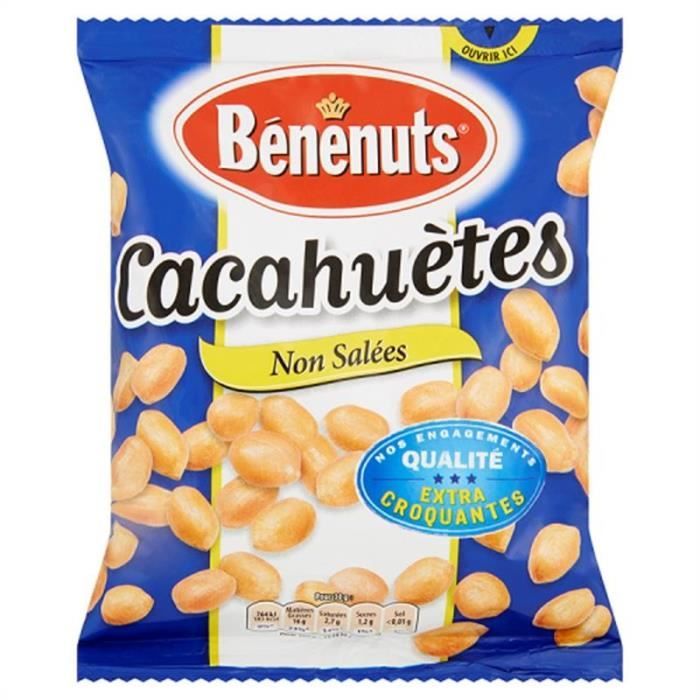 BÉNÉNUTS - Cacahuètes Grillées Non Salées 200G - Lot De 4