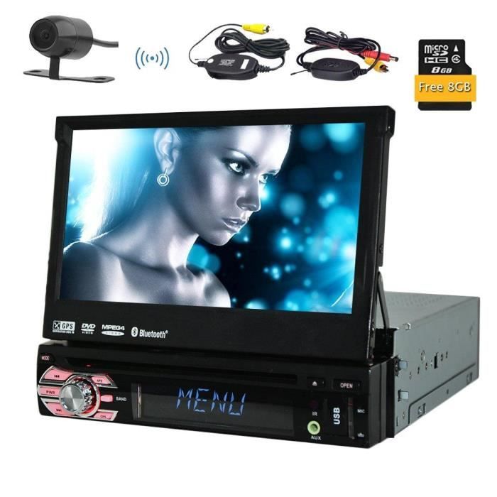 Caméra sans fil inclus! Eincar simple DIN GPS voiture DVD Lecteur CD Autoradio Support SD / USB / AUX / iPod Bluetooth Connexion 7