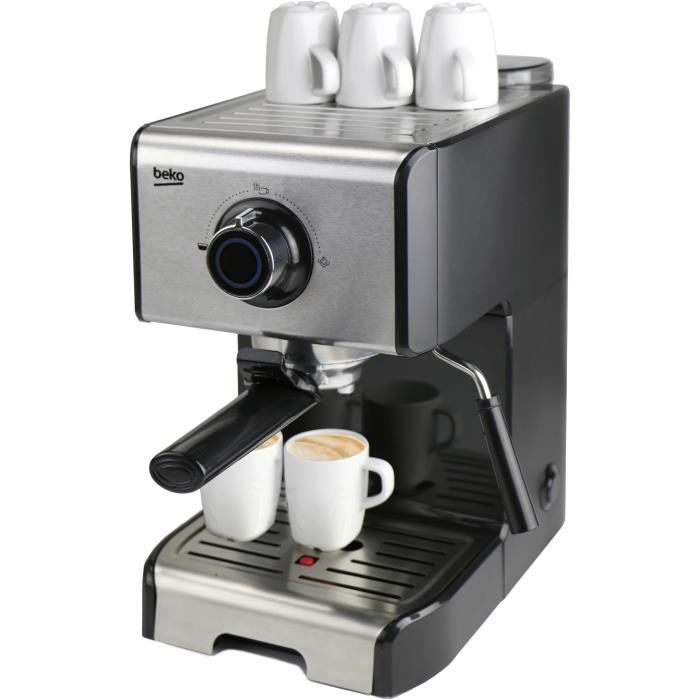 BEKO CEP5152B - Machine expresso classique 1200W - Réservoir 1,2L - Buse vapeur orientable 360° - 15 bar - Noir et Inox