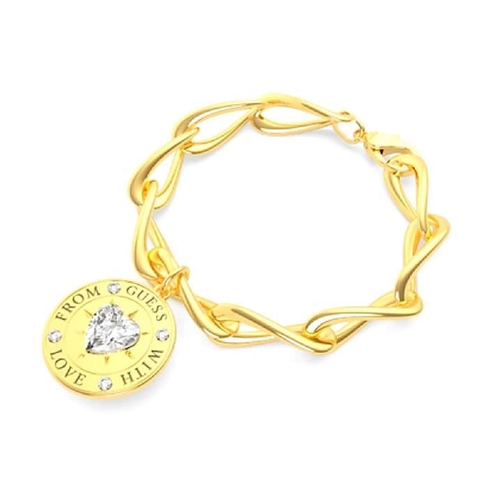 Bracelet Devinez femmes Big Cahin Coing UBB70004-S Acier 15 cm. 25 mm pièce en plaqué or. Swarosvki
