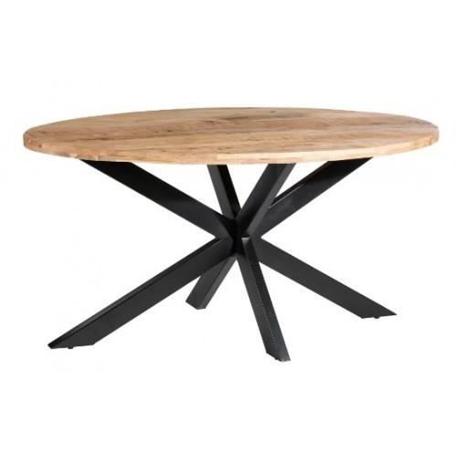 Table à manger ovale en bois et métal noir 160cm MESA