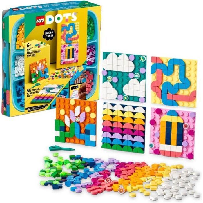 LEGO 41957 DOTS Le Méga-lot de Décorations Adhésives, Activité Manuelle, Sticker Personnalisé Téléphone, Cadeau Filles Garçons 6 Ans