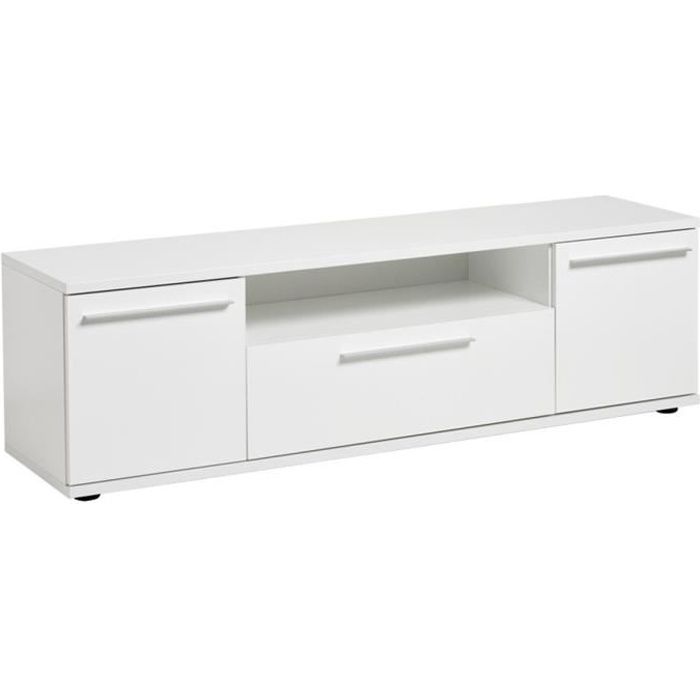 Miliboo - Meuble TV design blanc laqué avec rangements PACO