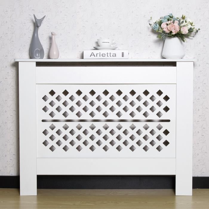 Cache Radiateur - Maison Décoration - Moderne, Blanc, 112 x 19 x 81.5cm - MONDEER