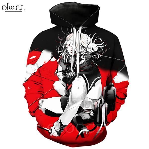 Sweatshirt Homme COSPLAY,Sweat à capuche Anime fille Toga Himiko My Hero Academia, impression 3D, à manches longues, pulls à capuc