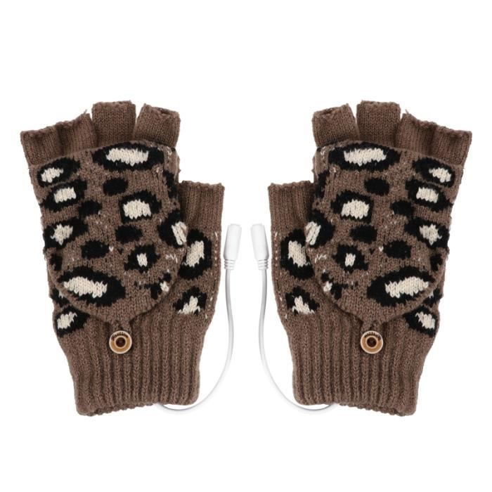 1 paire de gants chauffants USB température réglable hiver mitaine demi-doigt SOUS-GANTS THERMIQUES - GANTS THERMIQUES
