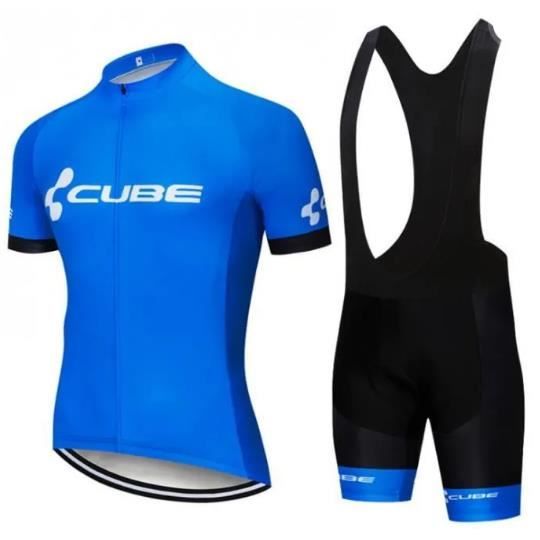 2021 Été Cube Maillot de Cyclisme Homme Manches Courtes + Cuissard à Vélo GEL Silicone Épais Ensemble de Vetement Tenue de VTT Pro