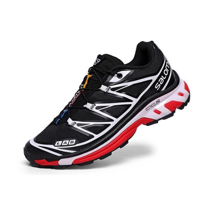 Salomon running sport chaussures de course pour hommes loisirs de plein air rétro Noir rouge blanc
