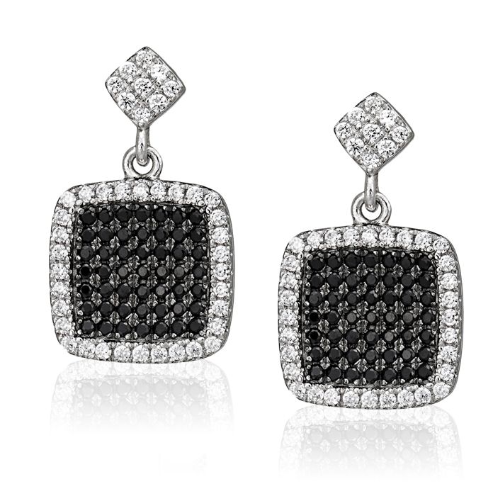 boucles d'oreille zirconium noir / blanc