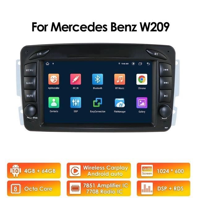 Autoradio 4G + 64G 2Din Android pour Mercedes Benz CLK W209 C209 W168 W463 2004 Vito Viano Vaneo Carplay multimédia autoradio GPS