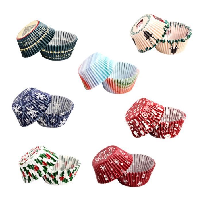 250pcs gateau de papier de noël tasse à l'épreuve de l'huile Cupcake Liner Wrappers Party Supplies (motif GATEAU PATISSIER