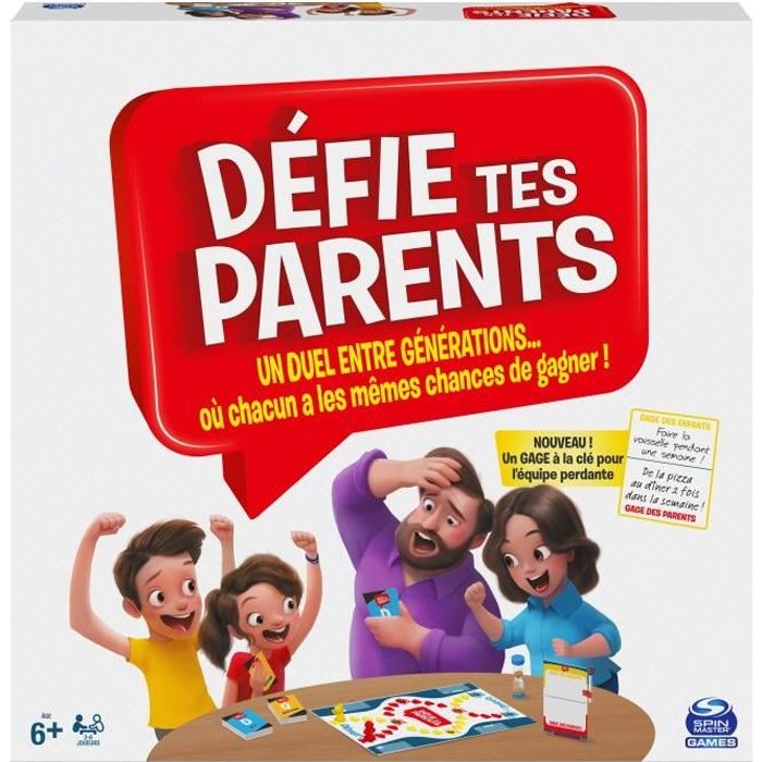 SPIN MASTER GAMES - DÉFIE TES PARENTS Edition Lancez les paris - 6062195 - Jeu de Société - Jeu Convivial Questions & Défis Amusants