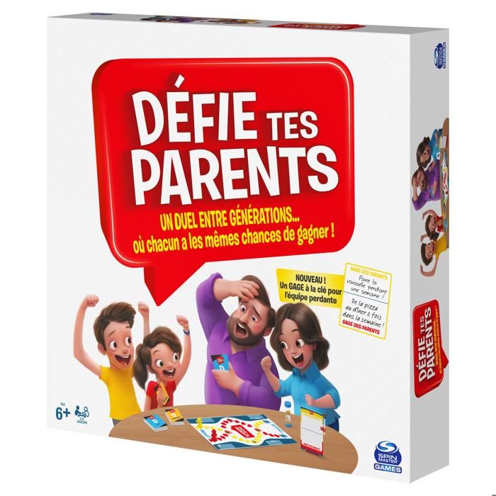 SPIN MASTER GAMES - DÉFIE TES PARENTS Edition Lancez les paris - 6062195 - Jeu de Société - Jeu Convivial Questions & Défis Amusants