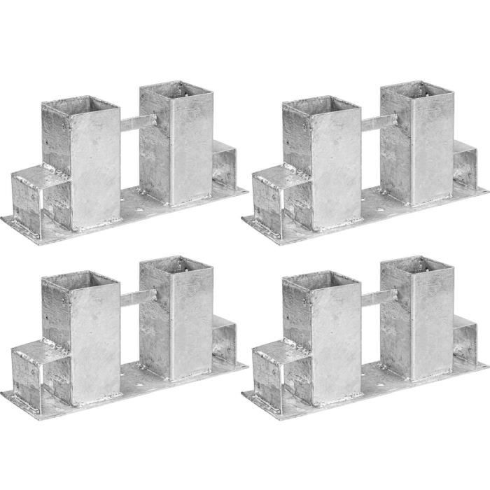 Stilista® Support d’empilage du bois de chauffage ou bois équarri, en acier galvanisé à chaud, 4 pièces, L 340 x l 100 x H 150 mm