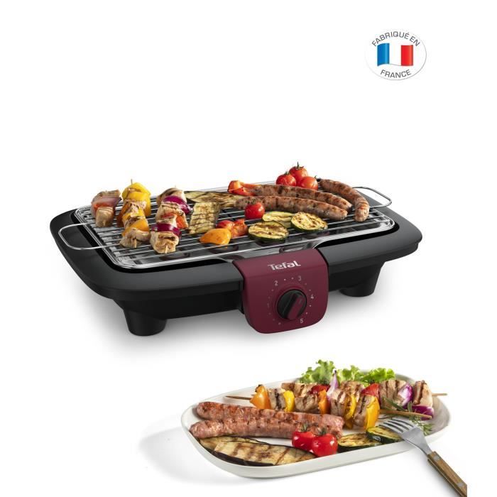 TEFAL BG90E514 Barbecue électrique de table, Bac récupérateur à eau, Fumée et odeur réduites, 100% démontable, Fabriqué en France