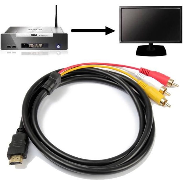 TEMPSA 1.5M 5 FT HDMI Vers 3RCA Mâle AV Audio Vidéo Câble Adaptateur Pr HDTV DVD1080P