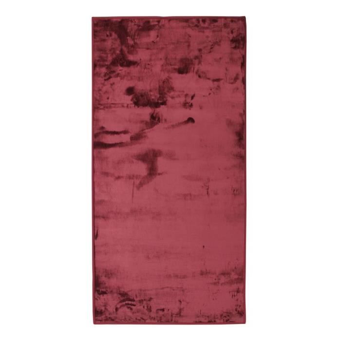 FLANELLE - Tapis extra-doux effet velours rouge foncé 60x120