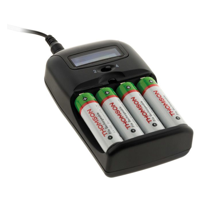 Chargeur de piles à rechargement rapide compatible AA et AAA - Thomson