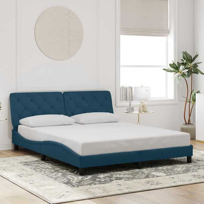 vidaXL Cadre de lit sans matelas bleu 160x200 cm velours 3207933