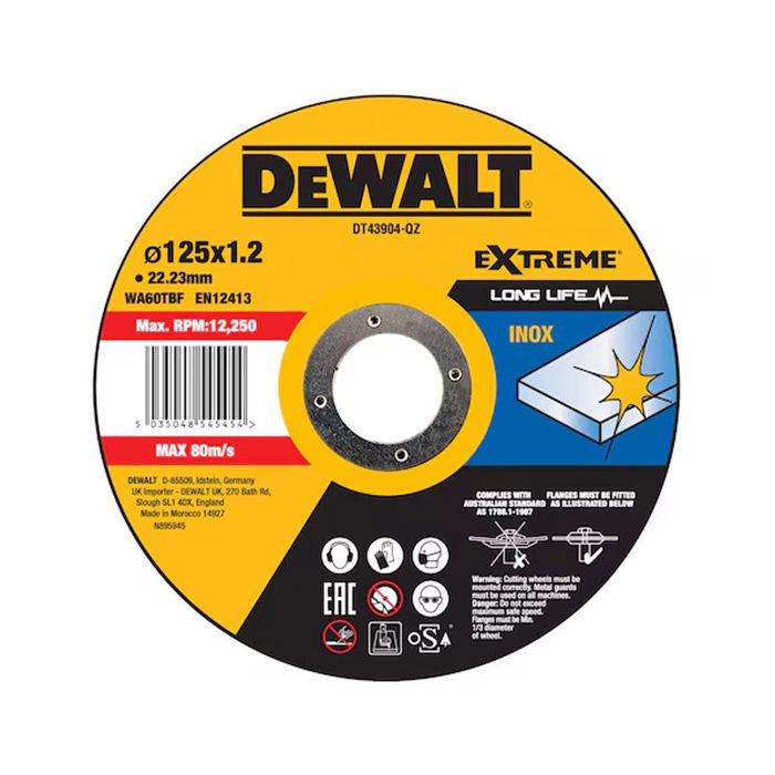 Disque à tronçonner DeWALT DT43904 125x22 2mm Grain d'oxyde d'aluminium Haute performance - vue 2
