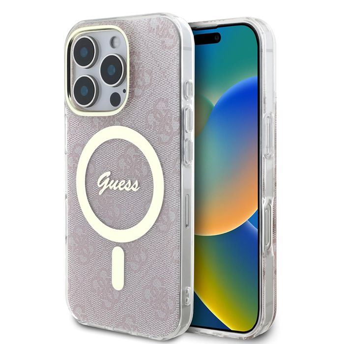 Guess Coque pour iPhone 16 Pro - IML 4G MagSafe (GUHMP16LH4STP) - vue 1