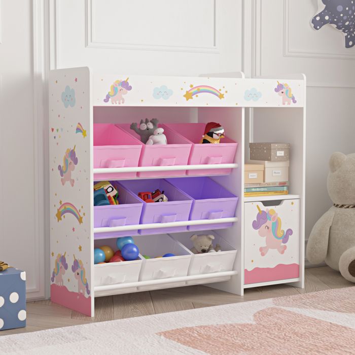 Étagère enfant Søndreland à motif licorne 80 x 90 x 30 cm blanc violet rose