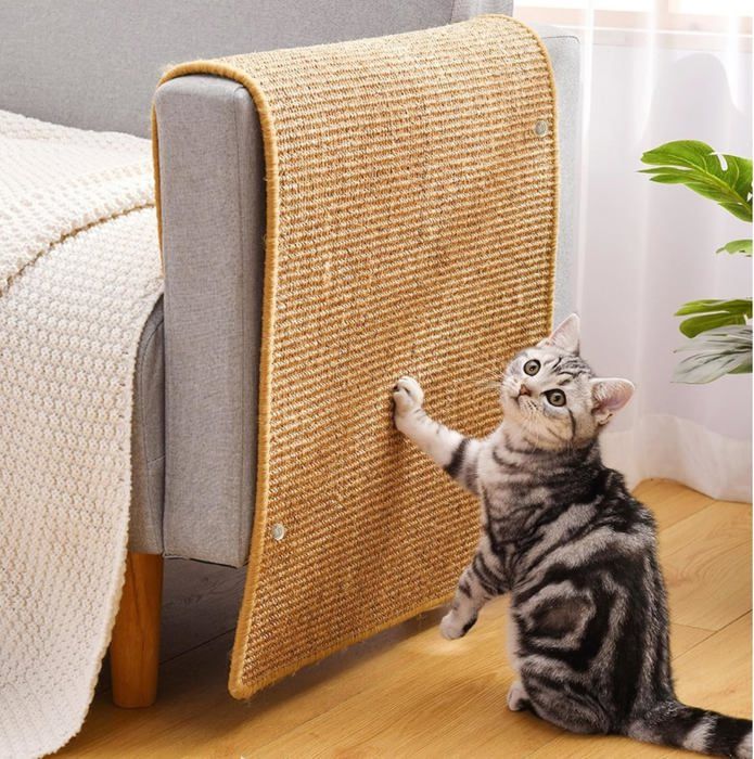 Comparer les prix de Tapis griffoir en sisal pour chat-Tapis griffoir pour chat-Pour canapé,meubles,porte-Protection anti-rayures-60x40 cm (marron)