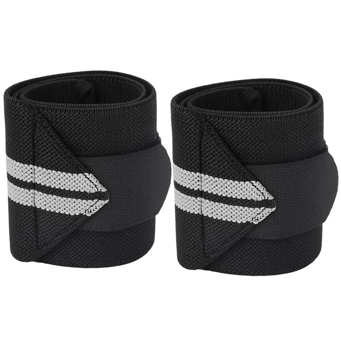 Lot de 2 sangles de maintien pour poignets et haltérophilie (noir et gris)