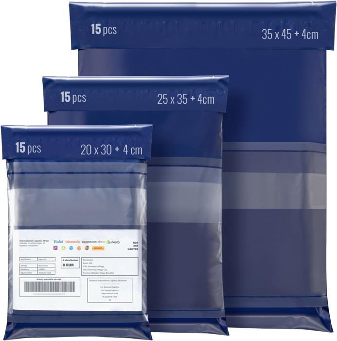 Enveloppe Plastique Expedition, 30pcs Pochettes d'Envoi Colis Vinted, Imperméable et indéchirable, Auto Adhésives, Opaques pour Vêtements, Chaussures, Livres(32X45 25X35 20X30, Gris Bleu Blanc