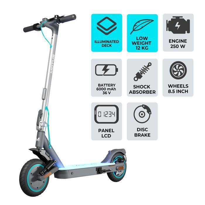 Trottinette &eacute;lectrique Motus Scooty 8.5 NeoLite autonomie 19 km 250W 36V 6Ah 