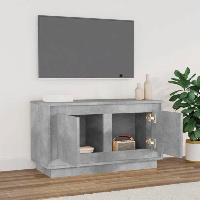 Meuble TV/Hi-Fi - mango - gris béton - 80x35x45 cm - bois dingénierie M1361