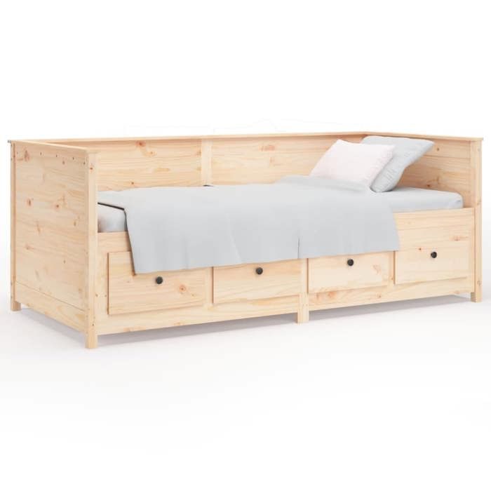 Lit simple-Banquette lit/Lit de jour-sans matelas-75x190 cm-bois de pin massif-Design A lattes DEC449L390078257571