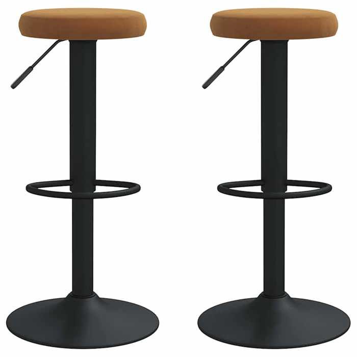 GKK Chaises de bar - 31x(58-78)cm - Tabourets de bar - lot de 2 - marron velours @285