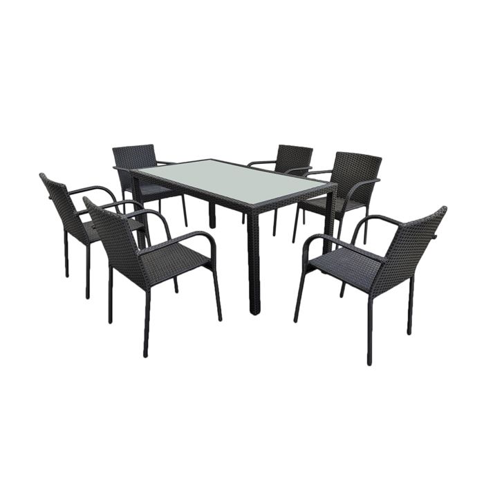 Ensemble table et chaises de jardin 6 places et plus Petits-meubles - Rio - 150 x 90 x 74cm - Noir Ensemble table et chaises de jardin 6 places et plus Petits-meubles - Rio - 150 x 90 x 74cm - Noir