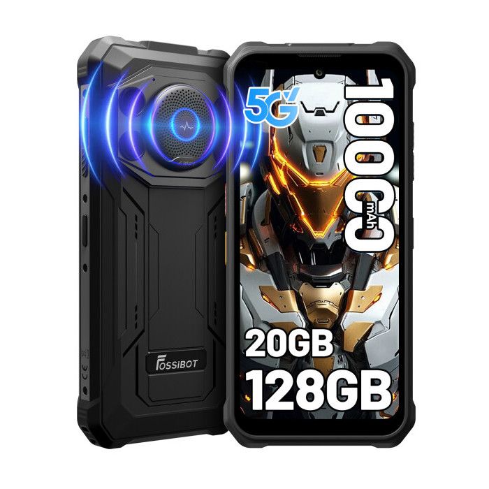5G Smartphone Robuste FOSSiBOT F110 PRO - 128dB Haut-Parleur - 10000mAh - 20Go + 128Go - 6.75 - 50MP - Android 15 - NFC - Noir