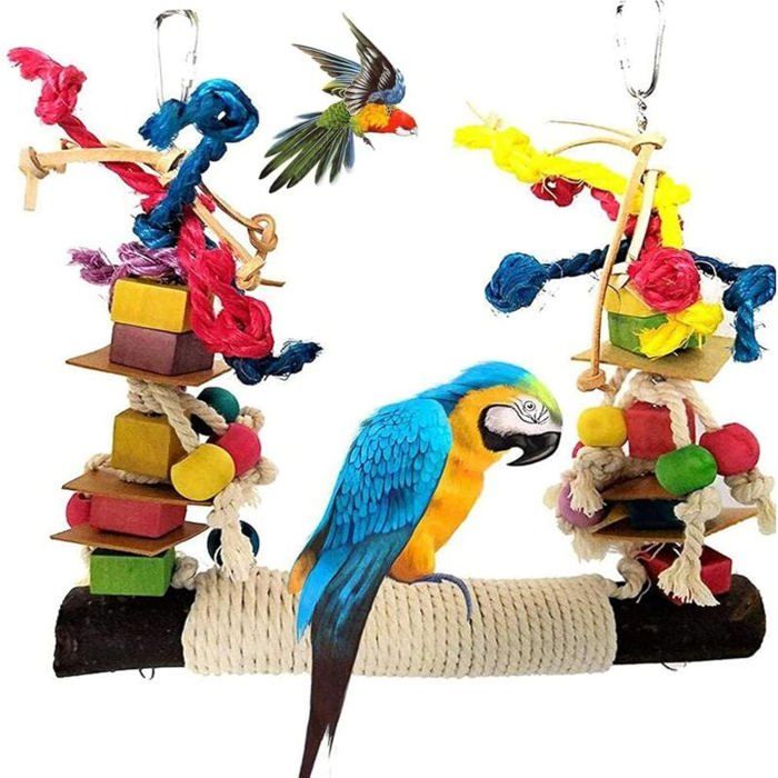 Jouet Perroquet Morsure Pont Échelles Balanoire Décoration Cage Oiseau Label