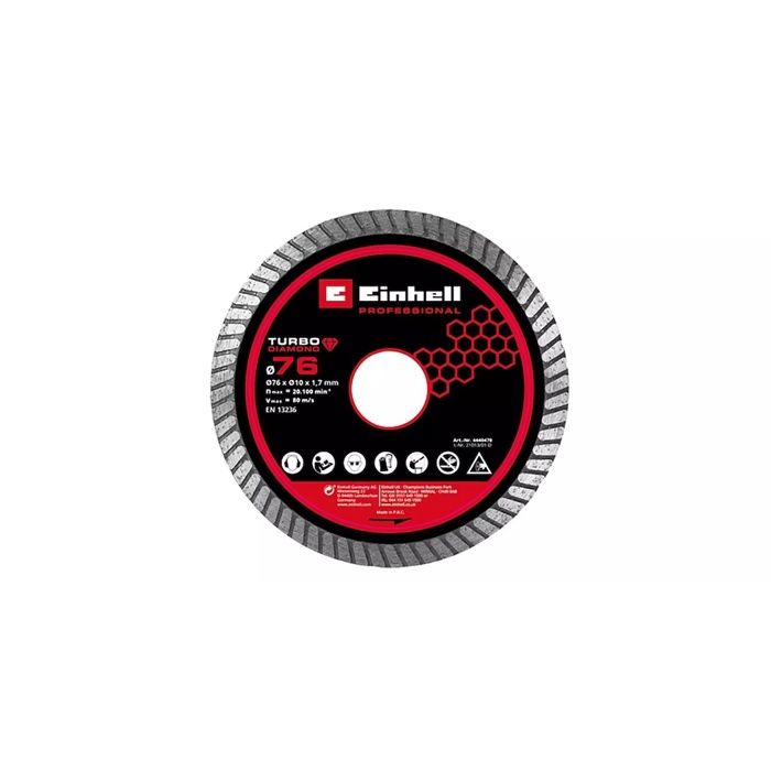 Disque de coupe diamant ? 76 mm ? 1 8 mm ? Alésage 10 mm ? Pour carrelage et faïence ? Vitesse max. 80 /