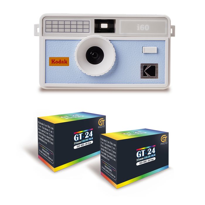 KODAK i60 Appareil Photo Réutilisable 35mm Style Rétro Sans Mise au Point Flash Intégré Pop up et bébé + 2 Pellicules Couleur 24 Expositions Neuf - vue 1