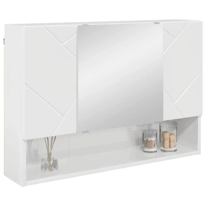 ABBO-SALE*Meuble WC Décoratif JILLS - Armoire miroir de Salle de Bain - Blanc brillant 80 x 17 x 55cm SOL605313