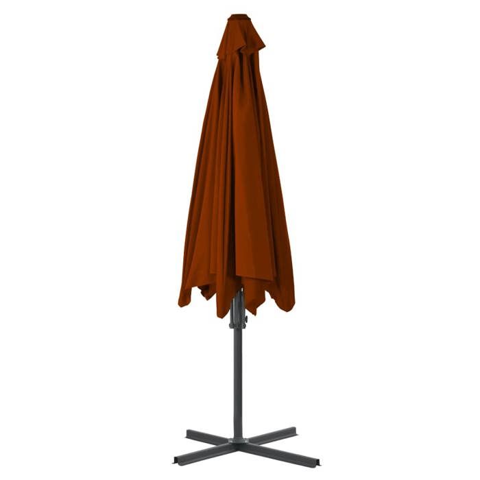 Parasol de jardin en acier - WIENS - Terre cuite - 300x230 cm - Tourne à 360 degrés - Anti-UV - Anti-décoloration