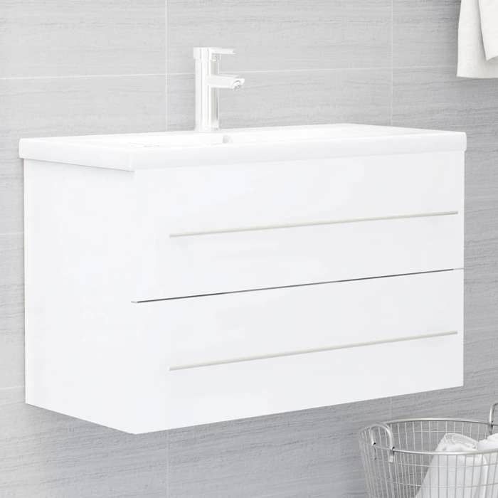 SALE 2026 Meuble de lavabo de salle de bain Blanc - Armoire dévier Blanc 80x385x48cm - Bois d’ingénierie PRO156576481