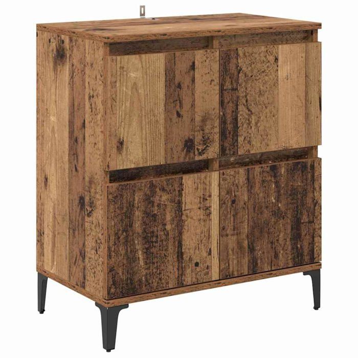 Buffet en bois dingénierie - vidaXL - Bois Ancien - 60x35x70 cm - 4 portes - Rangement polyvalent - Entretien facile