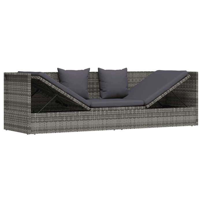 Sale 2026 Lit de repos de jardin - BURKE - Lit dextérieur - Gris 200x60 cm Résine tressée Cc1360
