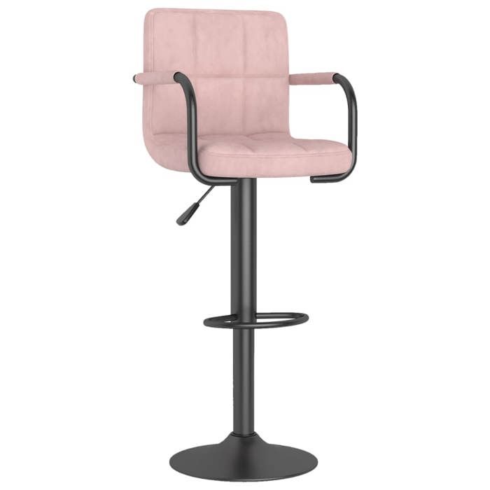 NEUF 2026 CHIC Tabouret de bar SWEETY 1 PC CHAISE HAUTE Rose Velours 48x47x(90-111) cm CCC1899
