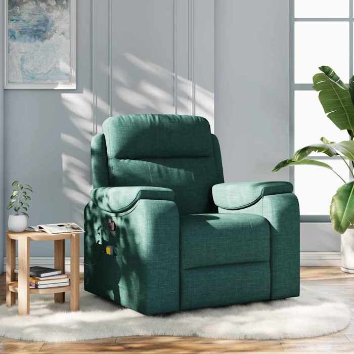 NEW 2026 Fauteuil Massant inclinable - Chaise simple - Multifonctionnel - Vert foncé Tissu 96x99x102 cm L3712